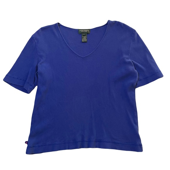 Ralph Lauren Blue V-neck 3/4 top - Picture 1 of 2